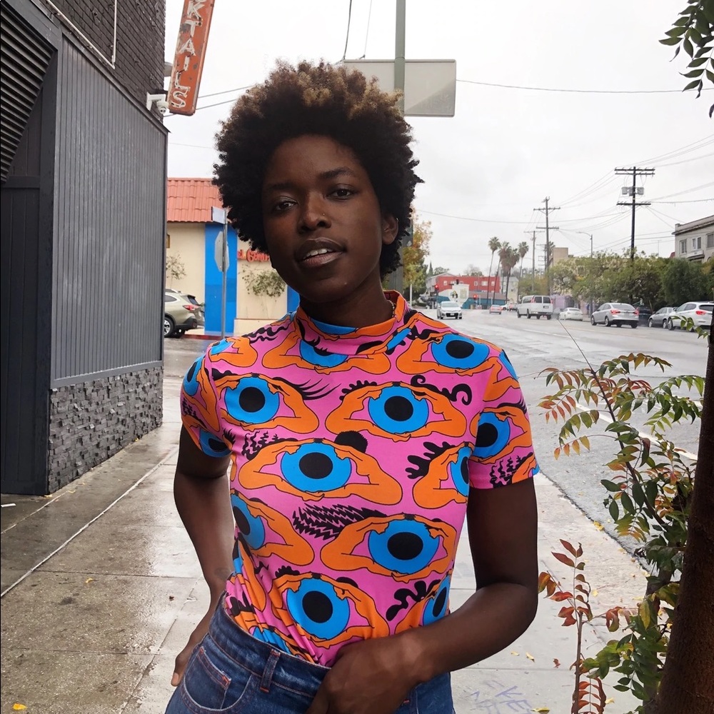 Nooworks Psychedelic Eyes Mock Neck XL NWOT